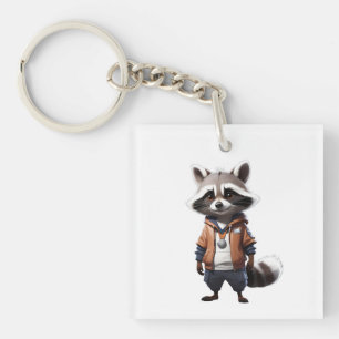 Porte-clefs Illustration du raton laveur cool et adorable