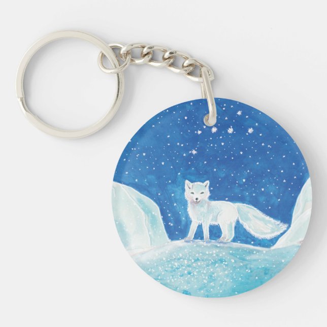 Porte-clefs Illustration du renard arctique blanc (Vulpes lago (Devant)