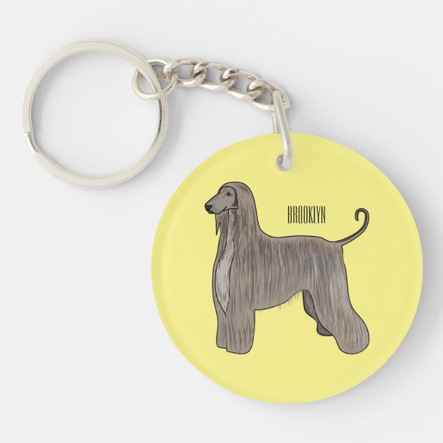 Porte-clefs Illustration d'un chien hound afghan (Devant)