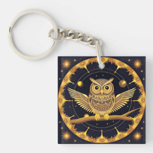 Porte-clefs Illustration élégante de hibou nocturne