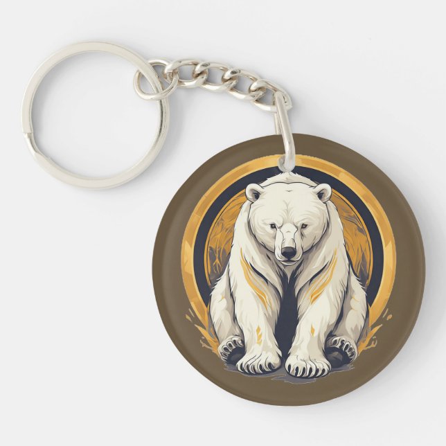 Porte-clefs Illustration élégante d'ours polaire (Devant)