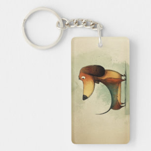 Porte-clefs Illustration fantaisiste de teckel mignon