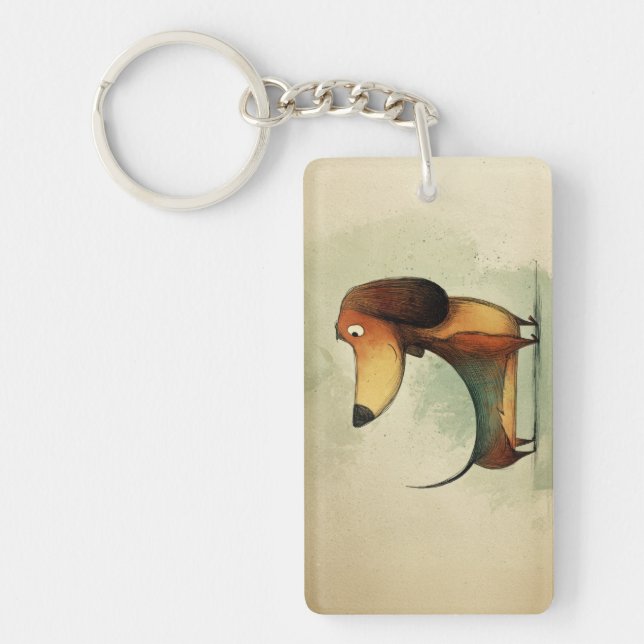 Porte-clefs Illustration fantaisiste de teckel mignon (Devant)