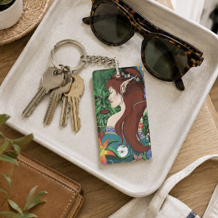 Porte-clefs Illustration florale de fantaisie de l'Homme Vert