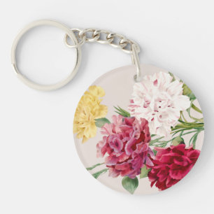Porte-clefs Illustration florale de l'œillet vintage