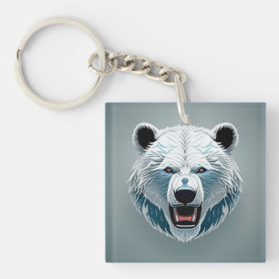 Porte-clefs Illustration géométrique d'ours polaire féroce