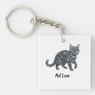 Porte-clefs Illustration majestueuse de chat tigré gris aux ye