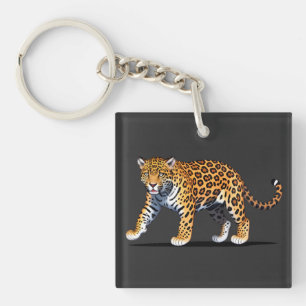 Porte-clefs Illustration majestueuse de jaguar avec un motif d