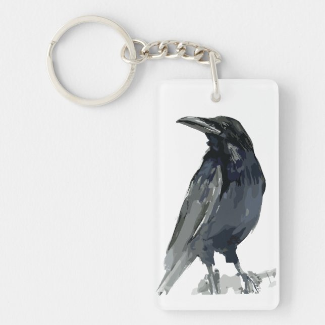 Porte-clefs Illustration mystérieuse de corbeau (Devant)