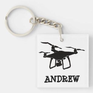 Porte-clefs Illustration personnalisée de drone noir simple