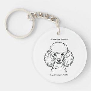 Porte-clefs Illustration Standard Poodle Portrait Black Line