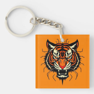 Porte-clefs Illustration stylisée de la tête d'un tigre