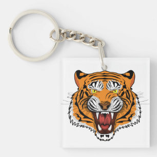 Porte-clefs Illustration Tête de Tigre Féroce-24327