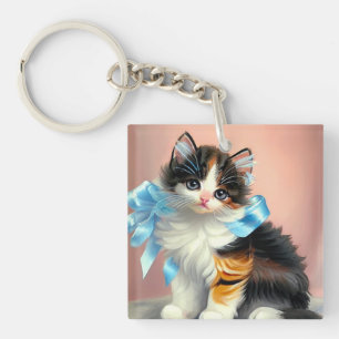 Porte-clefs Illustration vintage Calico Kitten