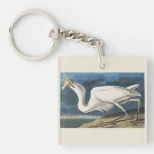 Porte-clefs Illustration vintage d'Audubon du Grand Héron Blan