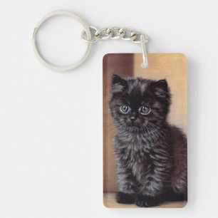 Porte-clefs Illustration vintage Halloween Black Kitten