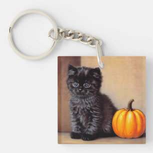 Porte-clefs Illustration vintage Halloween Black Kitten
