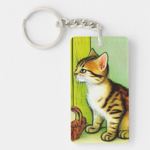 Porte-clefs Illustration vintage Tabby Cat
