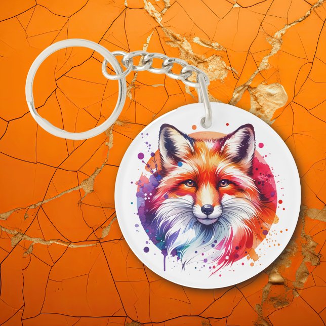 Porte-clefs Illustration Watercolor Fox (Créateur téléchargé)