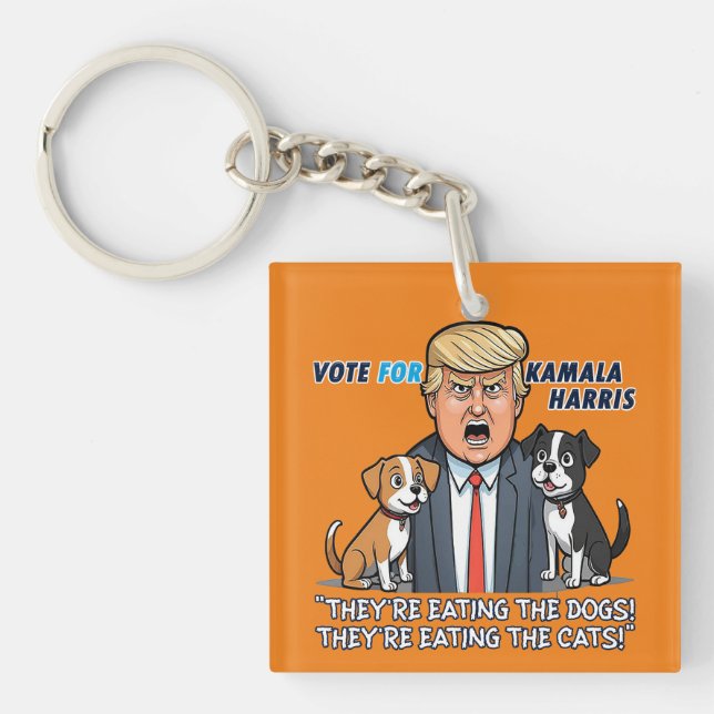 Porte-clefs Ils mangent Les Chiens Drôle Trump Kamala 2024 (Devant)