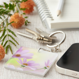 Porte-clefs Image personnalisé & Fleurs roses aquarelle