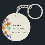 Porte-clefs Image ronde Joli cadre Fleur sauvage avec texte<br><div class="desc">Célébrez un moment de prédilection avec des amis sur ce porte - clé acrylique rond et cadre de motif de fleurs sauvages de couleur rétro et fantaisiste avec texte modifiable sur le dos pour aider vos clés à retrouver leur chemin vers vous.</div>
