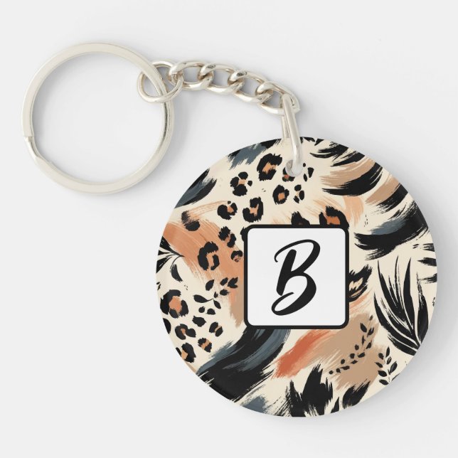 Porte-clefs Impression animalière exotique peinte abstraite lé (Devant)