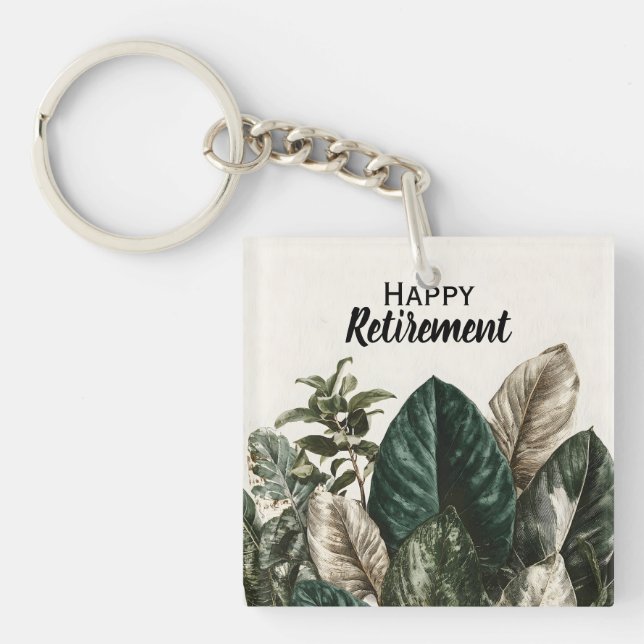 Porte-clefs Impression botanique moderne de Feuilles tropicaux (Devant)