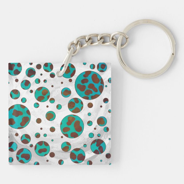 Porte-clefs Impression Brown et Turquoise dalmate (Dos)