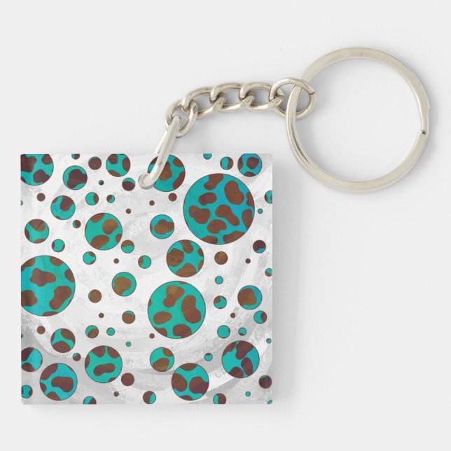 Porte-clefs Impression dalmatien brun et sarcelle (Dos)