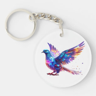 Porte-clefs Impression d'art de la colombe de cristal lumineus