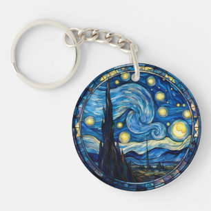 Porte-clefs Impression d'art inspirée de la nuit étoilée tourb