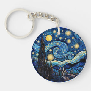 Porte-clefs Impression d'art inspirée de la nuit étoilée tourb