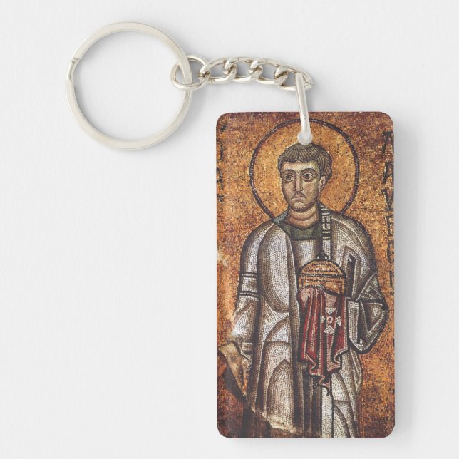 Porte-clefs Impression d'art mosaïque orthodoxe Saint Laurent (Devant)
