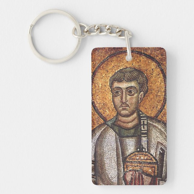 Porte-clefs Impression d'art mosaïque orthodoxe Saint Laurent (Devant)