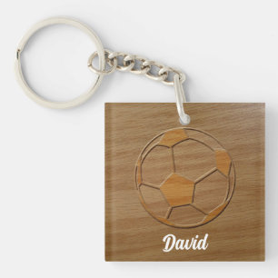 Porte-clefs Impression De Boule De Football En Bois Nom Person
