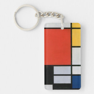 Porte-clefs Impression de composition de Piet Mondrian rouge j