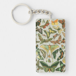 Porte-clefs Impression de motif de papillon de nuit vintage