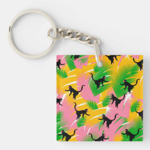 Porte-clefs Impression de motif singe vintage