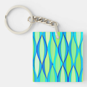 Porte-clefs Impression de ruban de milieu de siècle - turquois