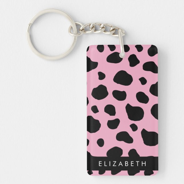 Porte-clefs Impression De Vache, Spots De Vache, Vache Rose, V (Devant)