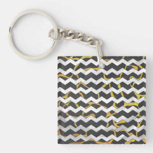Porte-clefs Impression Giraffe noir et jaune