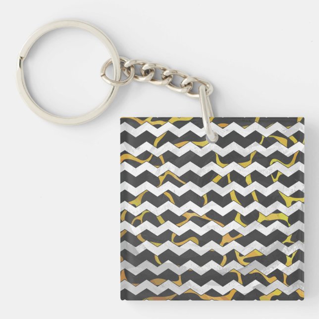 Porte-clefs Impression Giraffe noir et jaune (Devant)