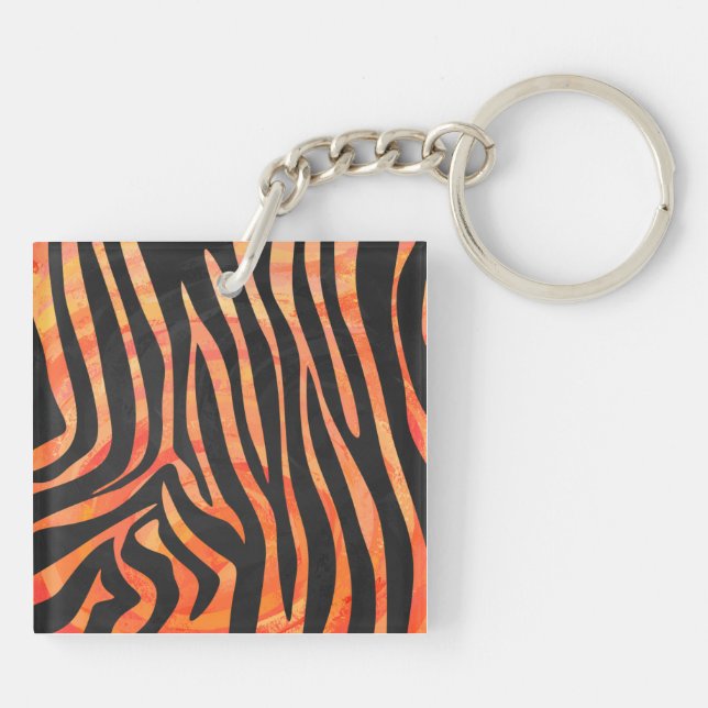 Porte-clefs Impression noire et orange Zebra (Dos)