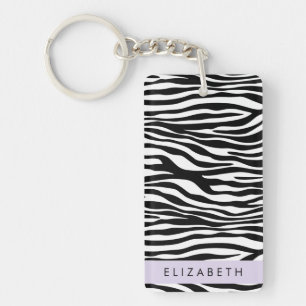 Porte-clefs Impression Zèbre, Grilles, Noir Et Blanc, Votre No