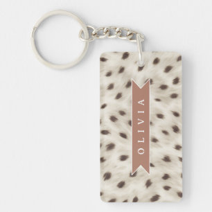 Porte-clefs Imprimé animalier léopard neutre chic personnalisé