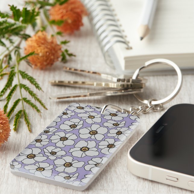 Porte-clefs Imprimé floral boho avec nom  (Devant droit)