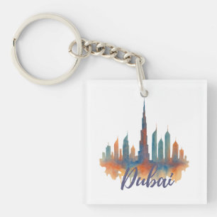 Porte-clefs Imprimer l'aquarelle de Dubaï Skyline