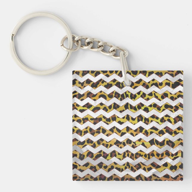 Porte-clefs Imprimerie Leopard Brown et jaune Cevron (Devant)