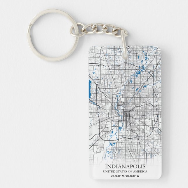 Porte-clefs Indianapolis Indiana USA Travel City Map (Devant)